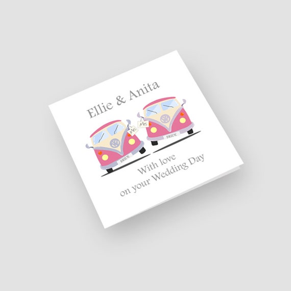 Campervan Personalised Handmade Wedding Day Card On Your Wedding Day Home Garden Greeting Cards Party Supply