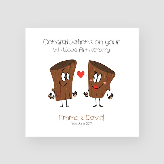 Personalised 5th Anniversary Card Wood Anniversary Card - Etsy
