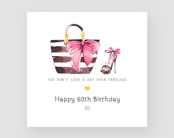 Personalised 60th Birthday Card Mum Sixtieth Birthday Card Wife 60th Birthday Gift For Her Fashion Birthday Card For Women Age 60