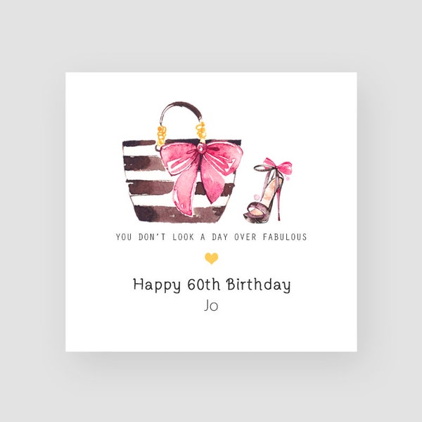 Personalised 60th Birthday Card Mum Sixtieth Birthday Card Wife 60th Birthday Gift For Her Fashion Birthday Card For Women Age 60