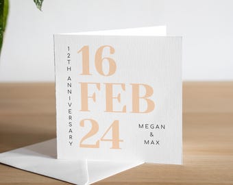 Personalisierte 12. Jahrestag Karte Frau Seide Jubiläum Karte Mann Zwölfter Jahrestag Karte Handgemachtes Seidenjubiläum Geschenk für Sie