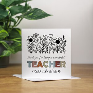 Cartão de agradecimento personalizado para o professor, cartão de agradecimento do dia mundial do professor, presente de final de período, cartão escolar feito à mão