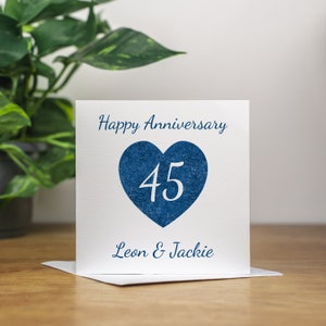 Personalised Sapphire 45th Wedding Anniversary Card Handmade 45th ...