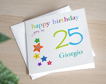 Personalised 25th Birthday Card Son Twenty Fifth Birthday Card Grandson 25 Bday Gift Male Birthday Card For Him 25th Handmade Birthday Man