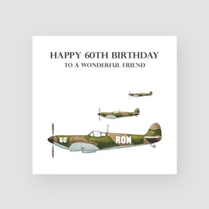 Carte d'anniversaire personnalisée 60e anniversaire - carte d'anniversaire Spitfire - carte d'anniversaire aviation - carte d'anniversaire de 60 ans pour lui - carte d'anniversaire de papa