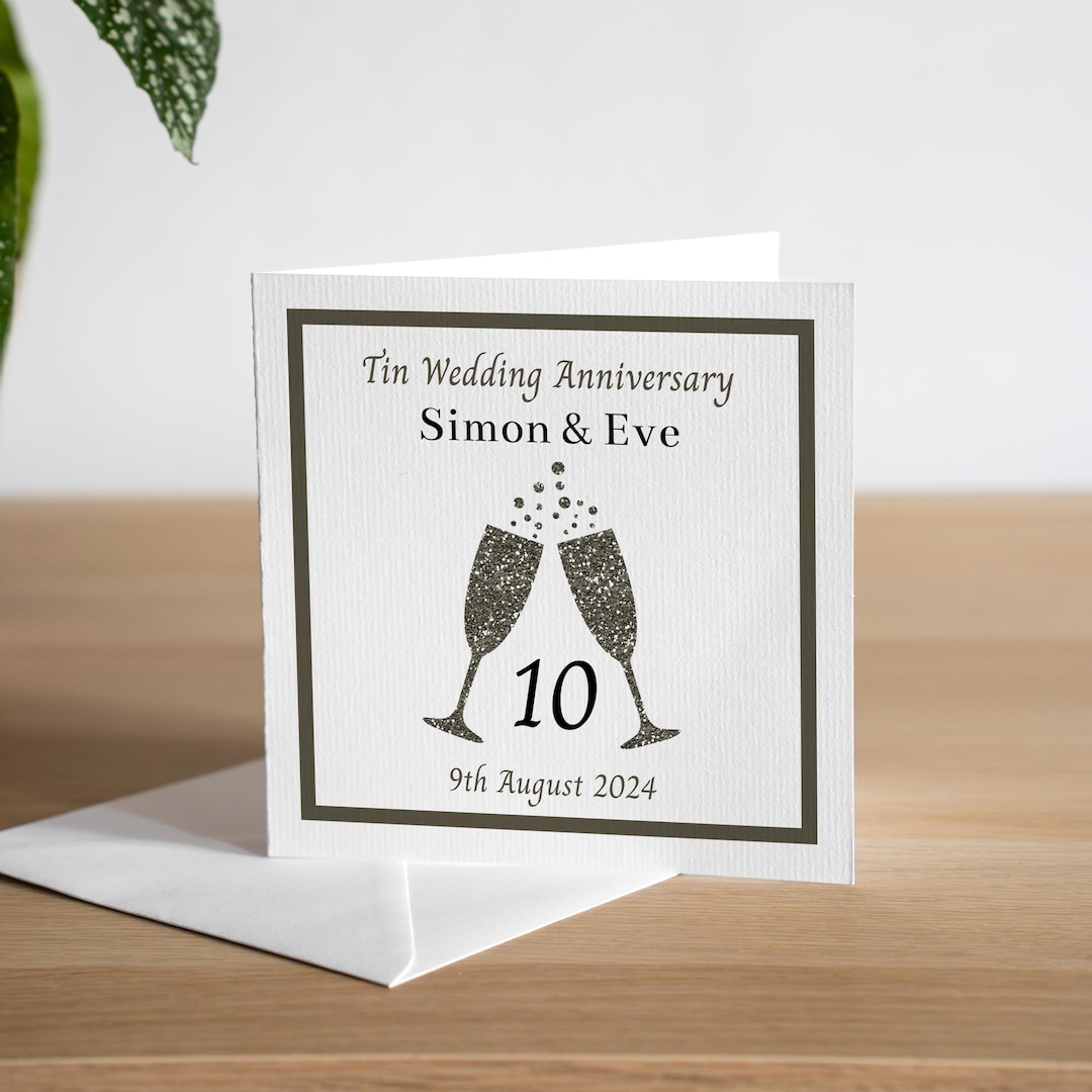 10th Anniversary Card - Tin Anniversary Card - Tenth Anniversary Card ...