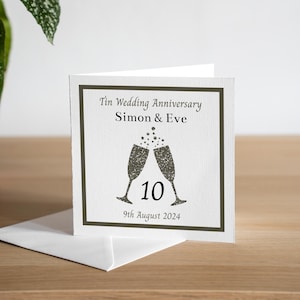 Carte du 10e anniversaire - Carte d'anniversaire en étain - Carte du dixième anniversaire - Cadeau du 10e anniversaire - Cadeau d'anniversaire en étain
