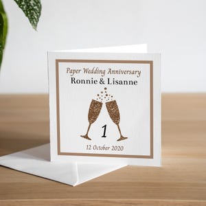 Tarjeta del primer aniversario - Tarjeta de aniversario en papel - Tarjeta del primer aniversario - Regalo del primer aniversario - Regalo de aniversario en papel