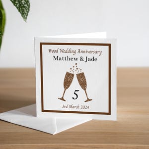 5th Anniversary Card - Wood Anniversary Card - Fifth Anniversary Card - 5th Anniversary Gift - Wooden Anniversary Gift