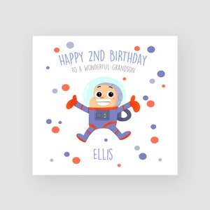 Personalizzato 2o biglietto di compleanno per ragazzo - Spaceman 2o biglietto di compleanno - figlio 2o biglietto di compleanno Spaceman - nipote 2o biglietto di compleanno
