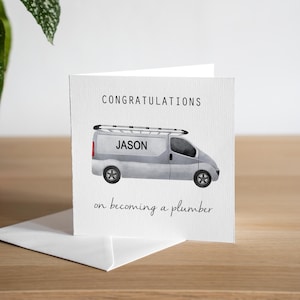 Cartão personalizado para novo encanador, filho, cartão de encanador recém-qualificado, neto, primeiro emprego, cartão de encanador, presente para marido por novo emprego de encanador