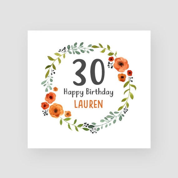 Personalised 30th Birthday Card Thirtieth Birthday Card Etsy Singapore