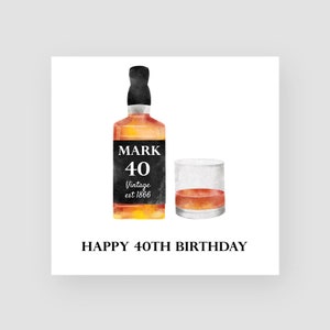 Carte personnalisée de 40e anniversaire - carte de 40 ans - 40 ans - carte d'anniversaire whisky pour lui - pour homme - TOUT NOM/ÂGE