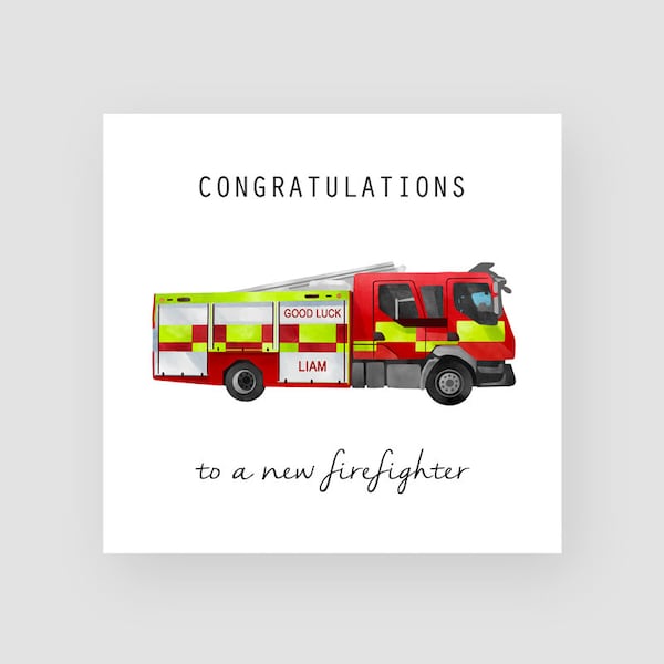 Personalised New Firefighter Card - Personalised New Firefighter Gifts - Newly Qualified Firefighter Card - New Job Firefighter Card