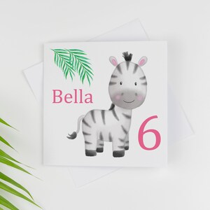 Personalised 6th Birthday Card Granddaughter Zebra Birthday Card Daughter Animal Birthday Card Age 6 Childrens Sixth Birthday Card For Her