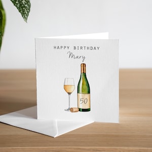 Biglietto di auguri personalizzato per il 50° compleanno per lei - Biglietto di auguri fatto a mano per gli amanti del vino - Biglietto di auguri per il 50° compleanno per la mamma - Biglietto di auguri per il 50° compleanno per la moglie