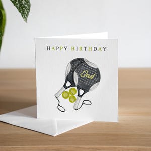 Personalised Padel Tennis Birthday Card Padel Ball Birthday Gift Pickleball Birthday Card Custom image 1