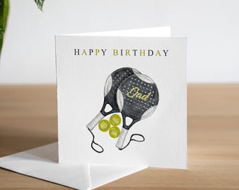 Personalised Padel Tennis Birthday Card Padel Ball Birthday Gift Pickleball Birthday Card Custom