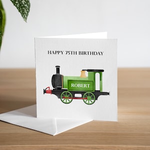 Personalised 75th Birthday Card For Him - Steam Train Birthday Card - Happy 75th Birthday Card  - 75th Birthday Card for Dad - Trainspotter