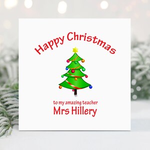 Carte de Noël personnalisée pour l’enseignant - Carte d’enseignant Joyeux Noël - Carte de Noël pour la garde d’enfants - Aide de Noël heureux - Professeur de remerciement