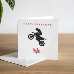 Gepersonaliseerde motorcross verjaardagskaart voor hem - verjaardagskaart zoon - kleinzoon verjaardagskaart - motor verjaardagskaart - motorfiets verjaardag