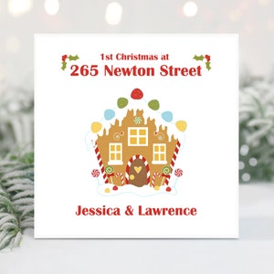 Carte de Noël personnalisée - Carte de Noël personnalisée - Gingerbread New Home - 1ère Maison de Noël - Première Maison de Noël