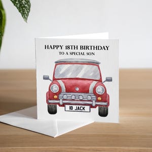 Biglietto di auguri personalizzato per il 18° compleanno - Biglietto di auguri per auto d'epoca - Biglietti di auguri per lui - Biglietto di auguri per il figlio - Biglietto di auguri per il nipote - QUALSIASI ETÀ/RELAZIONE