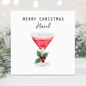 Biglietto di Natale personalizzato per cocktail Biglietto di Natale per fidanzata Biglietto di Natale per moglie Biglietto di Natale per fidanzata Regalo di Natale fatto a mano Martini festivo