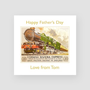 Carte de fête des pères personnalisée pour les amateurs de train, cadeaux de fête des pères pour les amateurs de train, carte de fête des pères classique pour train à vapeur britannique, beau-père fait main