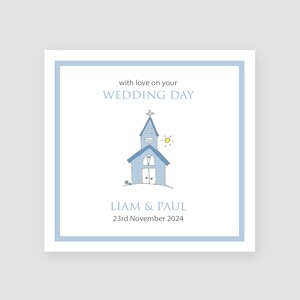 Cartão personalizado do dia do casamento da igreja para o casal gay presente de casamento feito à mão mesmo sexo casal cartão de casamento mr & mr presente de casamento masculino