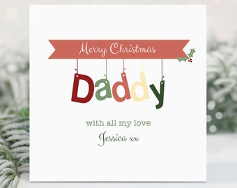 Personalised Christmas Card - For Daddy - Dangle Letters - Christmas Card - Daddy - Personalised Xmas Card