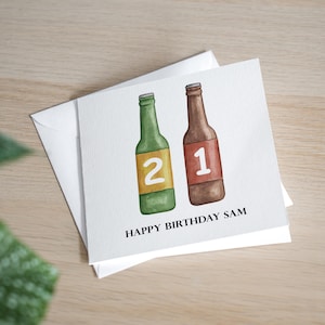 Cartão personalizado de 21º aniversário para amante de cerveja - Cartão de aniversário de 21 anos para ele - Cartão de aniversário de 21 anos para filho - Cartão de aniversário de 21 anos para neto
