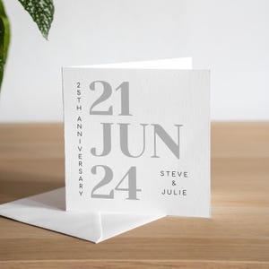 Cartão personalizado de 25º aniversário, cartão de aniversário de prata para esposa, cartão de aniversário de 20º aniversário para marido, presente de aniversário de prata feito à mão para eles
