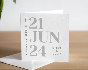 Personalised 25th Anniversary Card Wife Silver Anniversary Card Husband Twentieth Anniversary Card Handmade Silver Anniversary Gift For Them