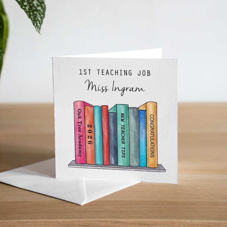 Personalised 1st Teaching Job Card - New Job Teacher Card - Graduation Teacher Card - Newly Qualified Teacher - NQT Card - First Teacher Job image 1