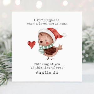 Carte de Noël personnalisée Thinking Of You - Carte de Noël personnalisée - Perte de Noël - Carte de Noël Robin - Famille - Amis