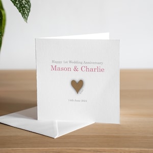 Biglietto personalizzato per il 1° anniversario - Biglietto di anniversario di carta - Biglietto per il primo anniversario - Regalo per il 1° anniversario - Biglietto per il 1° anniversario
