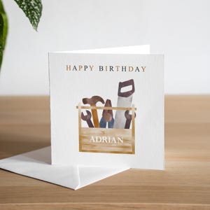 Cartão de aniversário personalizado faça você mesmo, cartão de aniversário para marido, carpinteiro, pai, construtor, ferramentas de presente de aniversário, cartão de aniversário masculino, cartão de aniversário feito à mão para ele