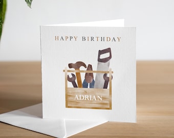 Personalised DIY Birthday Card Husband Carpenter Birthday Card Dad Builder Birthday Gift Tools Bday Card Male Handmade Birthday Card For Him