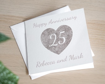 Personalised Silver 25th Wedding Anniversary Card Handmade 25th Anniversary Milestone Gift For Them Twenty Five Years Married Together