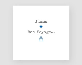 Personalisierte Abschiedskarte - Bon Voyage - Ruhestand - Tut mir leid, dass Du gehst - Viel Glück - Neuer Job - Umzug - Arbeitskollege - Sie/Ihn