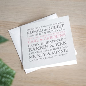 Biglietto personalizzato per il 13° anniversario - Biglietto per l'anniversario di matrimonio in pizzo - Biglietto per il tredicesimo anniversario - Regalo personalizzato per il 13° anniversario di matrimonio