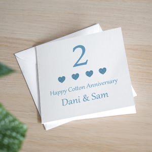 2nd Anniversary Card - Cotton Anniversary Card - Second Anniversary Card - Cotton Wedding Anniversary Gift - 2 Years Married Gift