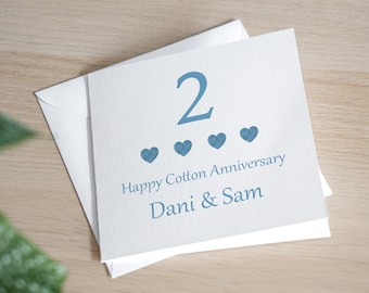 2nd Anniversary Card - Cotton Anniversary Card - Second Anniversary Card - Cotton Wedding Anniversary Gift - 2 Years Married Gift