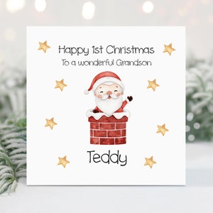 Biglietto di Natale personalizzato per il primo bambino, primo biglietto di Natale per il figlio, ricordo fatto a mano, primo regalo di Natale per il nipote, primo biglietto di Natale per il figlioccio, Babbo Natale