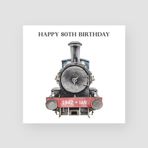 Tarjeta personalizada de cumpleaños número 80 de tren - Tarjeta de cumpleaños de locomotora - Tarjeta de cumpleaños de motor de vapor - Tarjeta de cumpleaños número 80 para papá - Cumpleaños de esposo