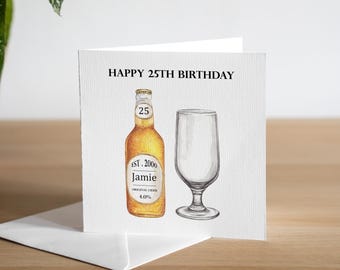 Personalised 25th Birthday Card - Cider Birthday Card - Birthday Cards For Him - Grandson 25th Birthday Card - Son 25th Birthday Card