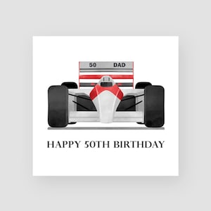 Carte d'anniversaire personnalisée course F1 - carte personnalisée 50e anniversaire - carte 50e anniversaire pour mari - carte d'anniversaire voiture personnalisée