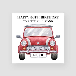 Personalised 60th Birthday Card - Vintage Car Birthday Card - Birthday Cards Him - Dad Birthday Card - Husband Birthday - ANY AGE/RELATION