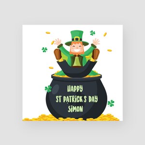 Carte personnalisée de la Saint-Patrick faite à la main - St Paddy’s Day - Leprechaun - Pot d’or - Cartes saisonnières